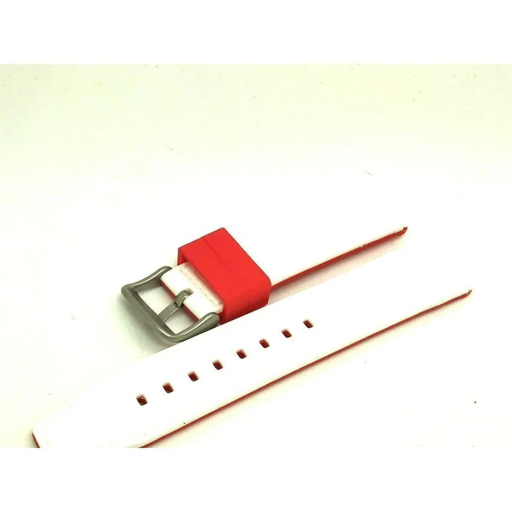 Men's Watch Band Replacement Red White Rubber Strap 22mm Lug Silver Buck…